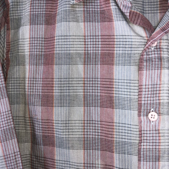 L’Avion 📌 VINTAGE medium 15-15.5 button down grey & red plaid long sleeve shirt - Picture 5 of 7
